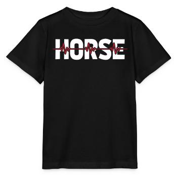 Horse Equestrian Ekg Heartbeat - Stanley/Stella MINI CREATOR Kids’ T-Shirt - black - Front - Mikhail (115cm)