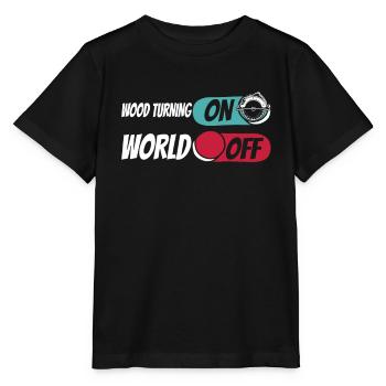 Tourneur sur bois Tourneur sur bois allumant le monde éteint - T-shirt bio MINI CREATOR Stanley/Stella Enfant - noir - Devant - Mikhail (115cm)