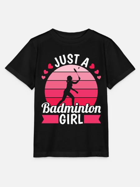 Badminton Federball Just A Badminton Girl - Stanley/Stella Kinder T-Shirt MINI CREATOR - Schwarz