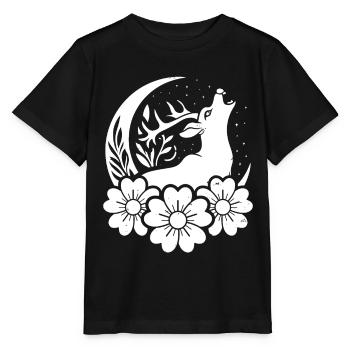 Deer Wild Floral Moon - Stanley/Stella MINI CREATOR Kids’ T-Shirt - black - Front - Mikhail (115cm)