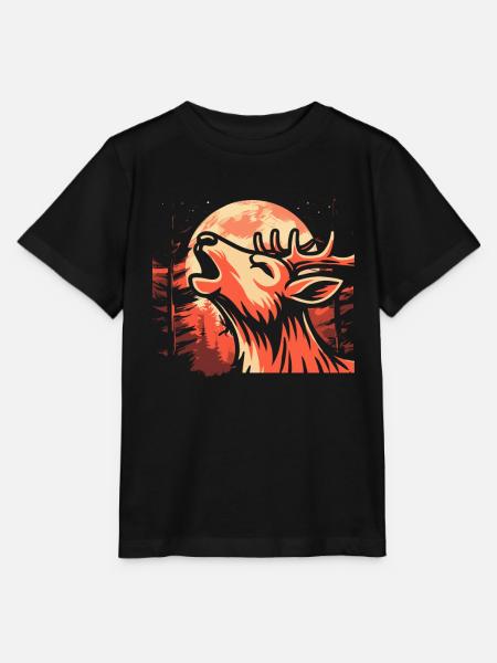 Hirsch Moon Howling - Stanley/Stella Kinder T-Shirt MINI CREATOR - Schwarz