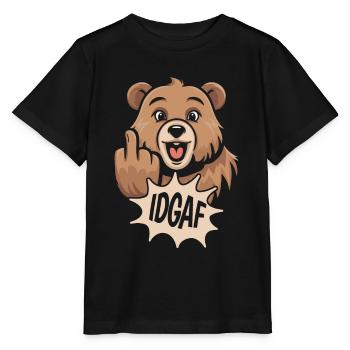 Bear Brown Bear Idgaf - Stanley/Stella MINI CREATOR Kids’ T-Shirt - black - Front - Mikhail (115cm)