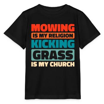 Lawn mower mowing - Stanley/Stella MINI CREATOR Kids’ T-Shirt - black - Front - Mikhail (115cm)