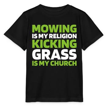 Lawn mower mowing - Stanley/Stella MINI CREATOR Kids’ T-Shirt - black - Front - Mikhail (115cm)