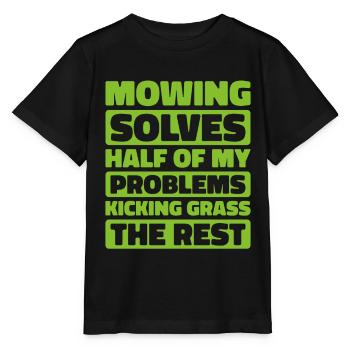 Lawn mower mowing - Stanley/Stella MINI CREATOR Kids’ T-Shirt - black - Front - Mikhail (115cm)