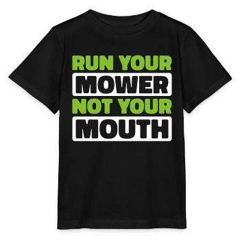 Lawn mower mowing - Stanley/Stella MINI CREATOR Kids’ T-Shirt - black - Front - Mikhail (115cm)