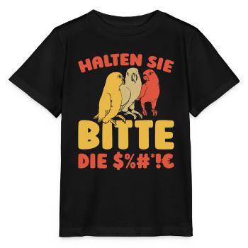 Parrot Please shut up - Stanley/Stella MINI CREATOR Kids’ T-Shirt - black - Front - Mikhail (115cm)