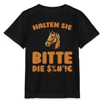Horse Equestrian Please keep your mouth shut - Stanley/Stella MINI CREATOR Kids’ T-Shirt - black - Front - Mikhail (115cm)
