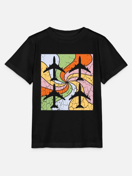 Mandala Flugzeuge Muster - Stanley/Stella Kinder T-Shirt MINI CREATOR - Schwarz