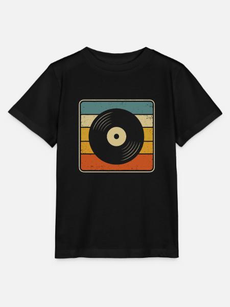 Retro Vinyl – Vintage Vinyl Plaat Ontwerp voor Mus - Stanley/Stella Kinder-T-shirt MINI CREATOR  - zwart