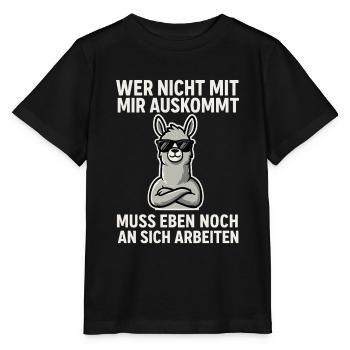 Confident Llama Saying - Stanley/Stella MINI CREATOR Kids’ T-Shirt - black - Front - Mikhail (115cm)