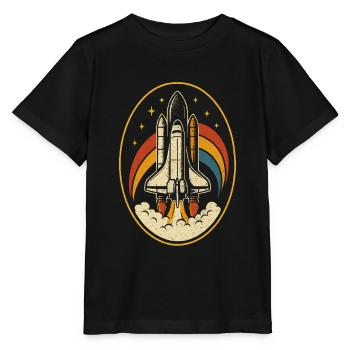 Retro Space Shuttle – Raketenstart Vintage - Stanley/Stella Kinder T-Shirt MINI CREATOR  - Schwarz - Vorne - Mikhail (115cm)
