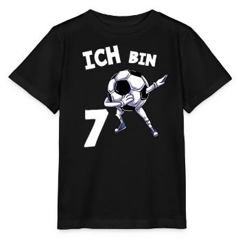 Ich bin 7 Jahre Fußball 7. Geburtstag - Stanley/Stella Kinder T-Shirt MINI CREATOR  - Schwarz - Vorne - Mikhail (115cm)