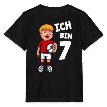 Ich bin 7 Jahre Fußball 7. Geburtstag - Stanley/Stella Kinder T-Shirt MINI CREATOR  - Schwarz - Vorne - Mikhail (115cm)