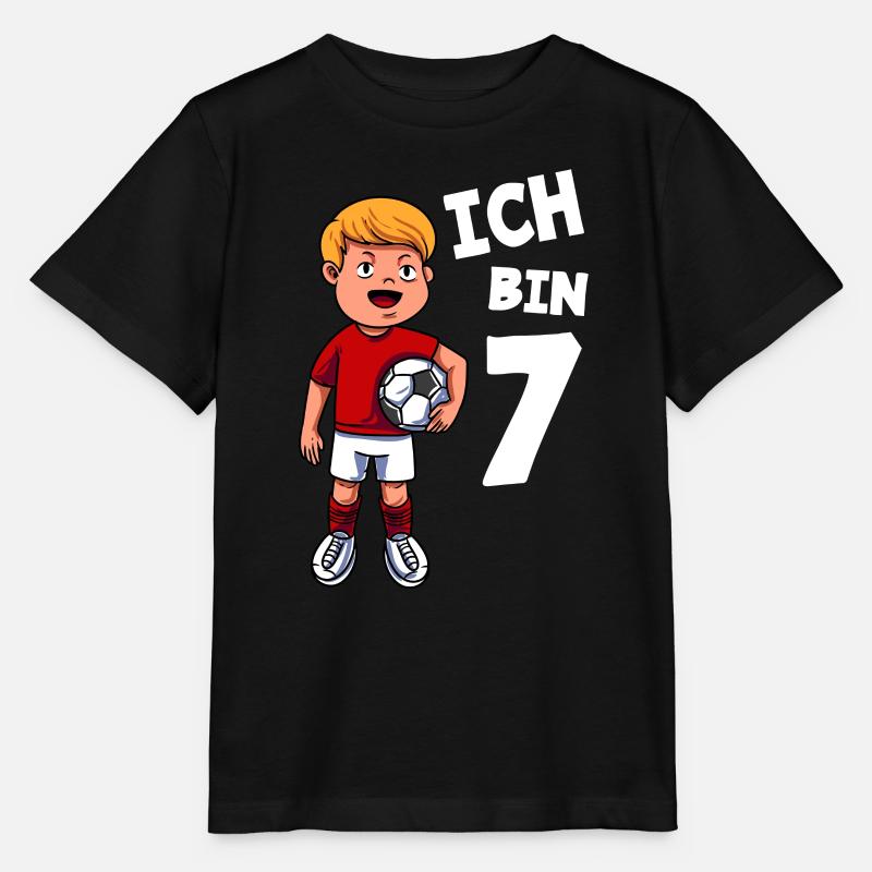 Ich bin 7 Jahre Fußball 7. Geburtstag - Stanley/Stella Kinder T-Shirt MINI CREATOR  - Schwarz