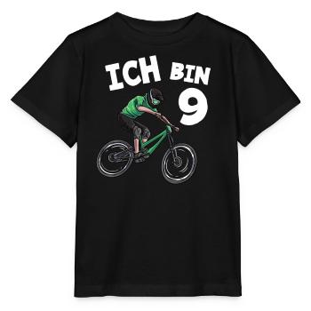Ich bin 9 Jahre Mountainbike 9. Geburtstag - Stanley/Stella Kinder T-Shirt MINI CREATOR  - Schwarz - Vorne - Mikhail (115cm)