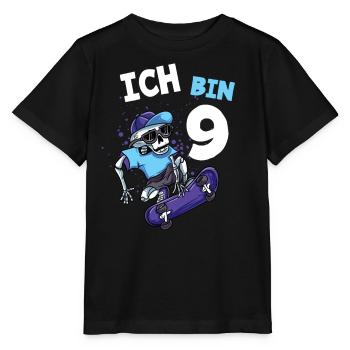 Ich bin 9 Jahre Skateboard 9. Geburtstag - Stanley/Stella Kinder T-Shirt MINI CREATOR  - Schwarz - Vorne - Mikhail (115cm)