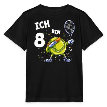 Ich bin 8 Jahre Tennis 8. Geburtstag - Stanley/Stella Kinder T-Shirt MINI CREATOR  - Schwarz - Vorne - Mikhail (115cm)