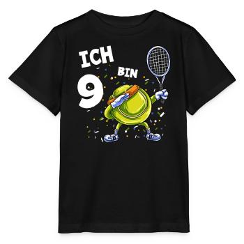 Ich bin 9 Jahre Tennis 9. Geburtstag - Stanley/Stella Kinder T-Shirt MINI CREATOR  - Schwarz - Vorne - Mikhail (115cm)