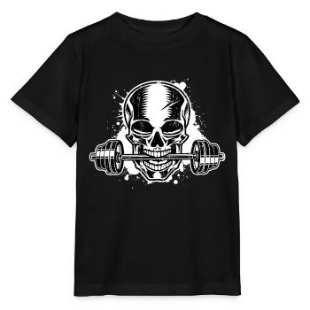 hantel totenkopf fitness - Stanley/Stella Kinder T-Shirt MINI CREATOR  - Schwarz - Vorne - Mikhail (115cm)