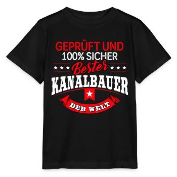 Kanalbauer Kanalbau Kanal Abwasser Tiefbau - Stanley/Stella Kinder T-Shirt MINI CREATOR  - Schwarz - Vorne - Mikhail (115cm)