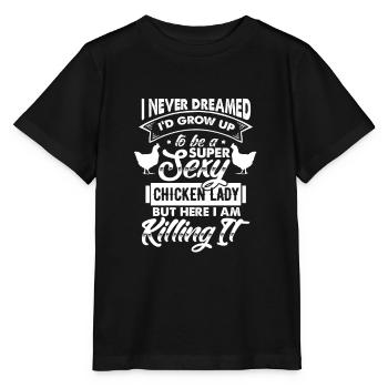 Chicken Lady Chicken Woman Chicken Lady Farmer's wife - Stanley/Stella MINI CREATOR Kids’ T-Shirt - black - Front - Mikhail (115cm)