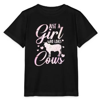 Cow Girl Cows Cow Lovers Peasant Girl Gift - Stanley/Stella MINI CREATOR Kids’ T-Shirt - black - Front - Mikhail (115cm)