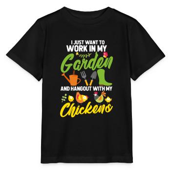 Garden chickens gardening chicken coop gift - Stanley/Stella MINI CREATOR Kids’ T-Shirt - black - Front - Mikhail (115cm)