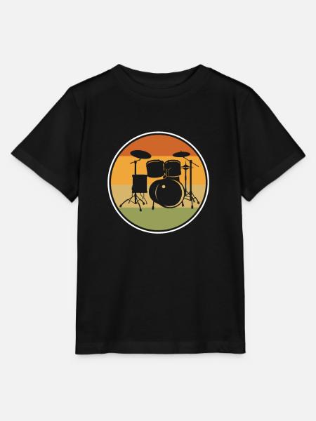 Cadeau de batterie batteur rétro - T-shirt bio MINI CREATOR Stanley/Stella Enfant - noir
