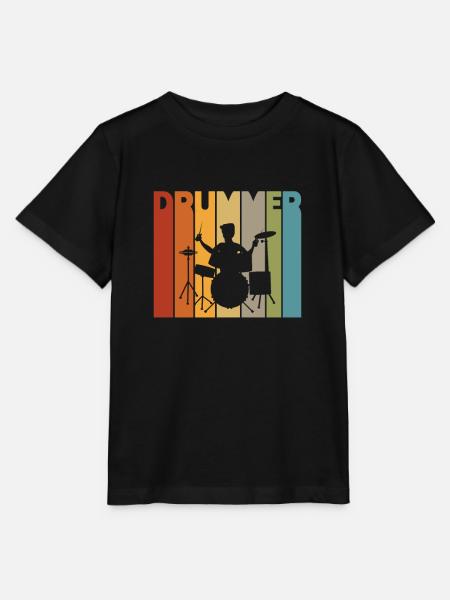 Drummer Drummer Drummer Retro Gift - Stanley/Stella MINI CREATOR Kids’ T-Shirt - black