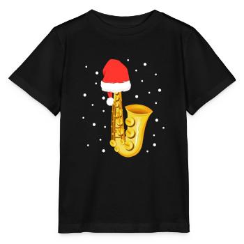 Saxophone Christmas - Stanley/Stella MINI CREATOR Kids’ T-Shirt - black - Front - Mikhail (115cm)