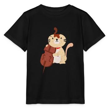 Cadeau Bassiste Cat Bass Cello Bass Bassist - T-shirt bio MINI CREATOR Stanley/Stella Enfant - noir - Devant - Mikhail (115cm)
