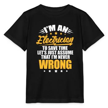 Electrician electricity electrics artisan gift - Stanley/Stella MINI CREATOR Kids’ T-Shirt - black - Front - Mikhail (115cm)