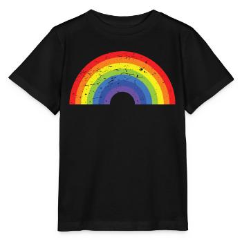 Rainbow - Vintage, Rétro, look d’occasion - T-shirt bio MINI CREATOR Stanley/Stella Enfant - noir - Devant - Mikhail (115cm)