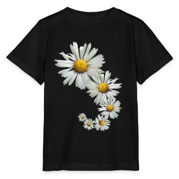 Marguerite, marguerite, fleurs, pétales, floral - T-shirt bio MINI CREATOR Stanley/Stella Enfant - noir - Devant - Mikhail (115cm)