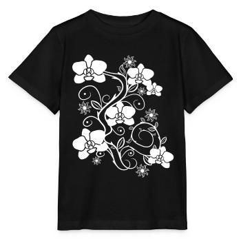 Orchid vine, orchid flowers, ornaments floral - Stanley/Stella MINI CREATOR Kids’ T-Shirt - black - Front - Mikhail (115cm)