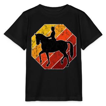 Dressurreiten Dressurreiter Reiten Reiter Pferd - Stanley/Stella Kinder T-Shirt MINI CREATOR  - Schwarz - Vorne - Mikhail (115cm)