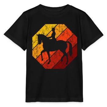 Dressur Dressurreiten Dressurreiter Reiten Pferd - Stanley/Stella Kinder T-Shirt MINI CREATOR  - Schwarz - Vorne - Mikhail (115cm)