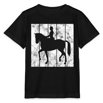 Dressur Dressurreiten Dressurreiter Reiten Pferd - Stanley/Stella Kinder T-Shirt MINI CREATOR  - Schwarz - Vorne - Mikhail (115cm)