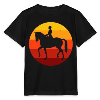 Dressur Dressurreiten Dressurreiter Reiten Pferd - Stanley/Stella Kinder T-Shirt MINI CREATOR  - Schwarz - Vorne - Mikhail (115cm)