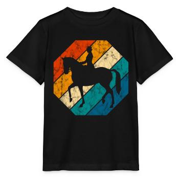 Dressur Dressurreiten Dressurreiter Reiten Pferd - Stanley/Stella Kinder T-Shirt MINI CREATOR  - Schwarz - Vorne - Mikhail (115cm)