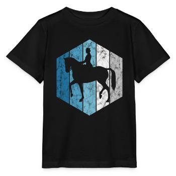 Dressur Dressurreiten Dressurreiter Reiten Pferd - Stanley/Stella Kinder T-Shirt MINI CREATOR  - Schwarz - Vorne - Mikhail (115cm)
