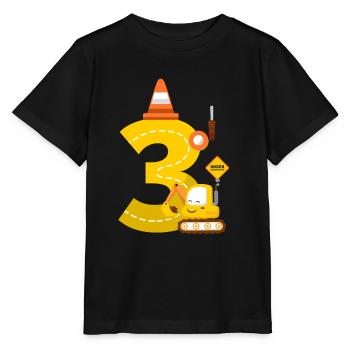 Bagger Geburtstagsgeschenk 3 Jahre Baustelle - Stanley/Stella Kinder T-Shirt MINI CREATOR  - Schwarz - Vorne - Mikhail (115cm)