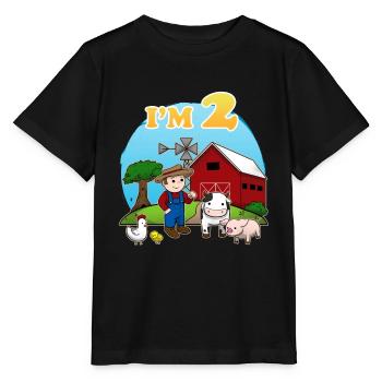 Farm I am 2 years 2nd birthday - Stanley/Stella MINI CREATOR Kids’ T-Shirt - black - Front - Mikhail (115cm)