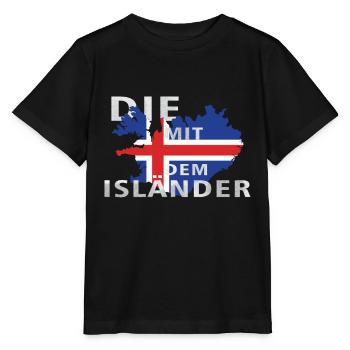 Die mit dem Isländer Pferd Spruch Rasse Geschenk - Stanley/Stella Kinder T-Shirt MINI CREATOR  - Schwarz - Vorne - Mikhail (115cm)