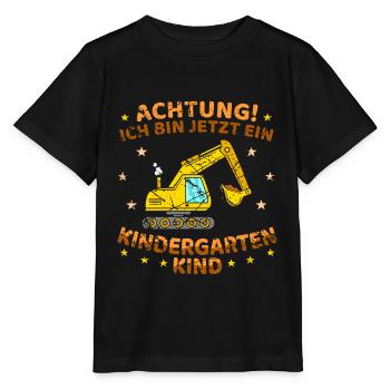 Kindergartenkind Bagger Jungen - Stanley/Stella Kinder T-Shirt MINI CREATOR  - Schwarz - Vorne - Mikhail (115cm)