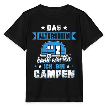 Das Altersheim kann warten ich geh campen - Stanley/Stella Kinder T-Shirt MINI CREATOR  - Schwarz - Vorne - Mikhail (115cm)