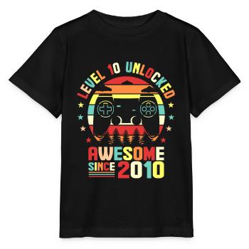 Level 10 Freigeschaltet 10. Geburtstag Gamer 2010 - Stanley/Stella Kinder T-Shirt MINI CREATOR  - Schwarz - Vorne - Mikhail (115cm)