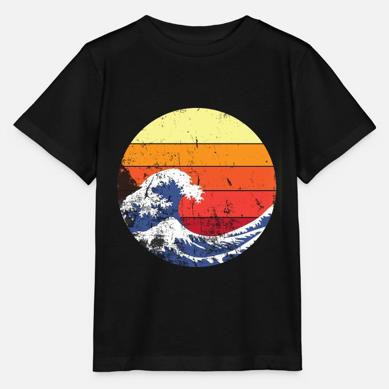 Vague rétro Japon - T-shirt bio MINI CREATOR Stanley/Stella Enfant - noir
