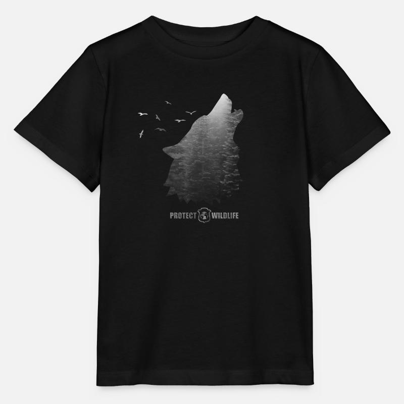 Protéger la faune - Protection de l'environnement - Silhouette de loup - T-shirt bio MINI CREATOR Stanley/Stella Enfant - noir